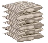 Dibor Striped Seat Pad Set - 6 Grey Stripe Dining Chair Cushions