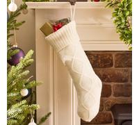 Dibor Traditioanl Ivory Chunky Knit Christmas Xmas Gift Decoration Christmas Stocking For Kids