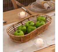 Dibor Traditioanl Style Natural Rattan Long Indoor Storage Basket W37 x D17cm Dibor Natural