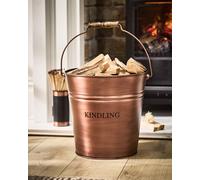 Dibor Traditional Antique Copper Fireside Coal, Log Storage & Kindling Bucket Log Basket Dibor Copper