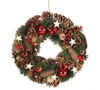 Dibor Traditional Baubles And Stars Front Door Autumn Wreath Winter Spring Wreath 36Cm
