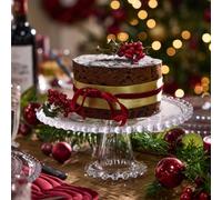 Dibor Traditional Bella Perle Glass Beaded Glassware Christmas Cake Stand in Clear Dibor Clear