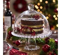 Dibor Traditional Bella Perle Glass Beaded Kitchen Cake Stand With Dome, Cake Holder Christmas Table Decorations Ideas