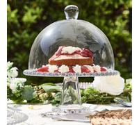 Dibor Traditional Bella Perle Glass Beaded Kitchen Cake Stand With Dome, Cake Holder Table Decorations Ideas