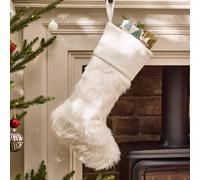 Dibor Traditional Beresford White Faux Fur Xmas Gift Decoration Christmas Stocking For Kids