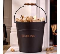 Dibor Traditional Black & Copper Fireside Coal, Log Storage & Kindling Bucket Basket Dibor Black