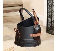 Dibor Traditional Black Copper Fireplace Storage Fireside Coal Bucket with Scoop Dibor Black