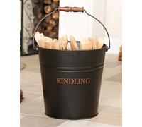 Dibor Traditional Black & Copper Fireside Coal, Log Storage & Kindling Bucket Basket Dibor Black