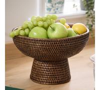 Dibor Traditional Brown Rattan Fruit Bowl Kitchen Storage Basket