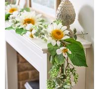Dibor Traditional Daisy Flower Home Decor Table Summer Spring Garland 180cm in White Dibor White