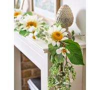 Dibor Traditional Daisy Flower Home Decor Table Summer Spring Garland 180cm in White Dibor White