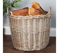 Dibor Traditional Extra Large Round Lined Wicker Fireplace Log Storage Basket