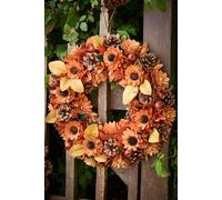 Dibor Traditional Fall Florals Front Door Summer Wreath Winter Spring Wreath 43cm in Orange Dibor Orange