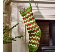 Dibor Set of 4 Traditional Festive Zig Zag Knitted Xmas Decor Christmas Stocking | Size: 4 Pack Dibor Multicolor 4 Pack