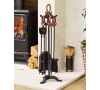 Dibor Traditional Fireplace Freestanding 5pc Copper Fireside Companion Set in Black Dibor Black