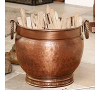 Dibor Traditional Fireside Antique Style Hammered Copper Coal, Log Storage And Kindling Bucket