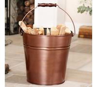 Dibor Traditional Fireside Copper Coal, Log Storage And Kindling Bucket Basket