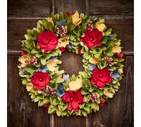 Dibor Traditional Floral Colourful Front Door Autumn Wreath Winter Spring Wreath 35Cm