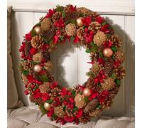 Dibor Traditional Giant Canterbury Front Door Winter Spring Wreath 50cm in Red Dibor Red