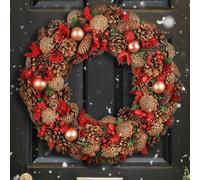 Dibor Traditional Giant Canterbury Front Door Winter Spring Wreath 50cm in Red Dibor Red