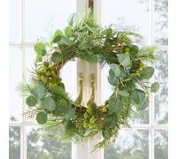 Dibor Traditional Giant Eucalyptus Hedgerow Front Door Autumn Wreath Winter Spring Wreath 50Cm