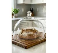 Dibor Traditional Glass Cake Dome Cloche, Celebration Cake Stand Gift Idea Dia 25cm in Clear Dibor Clear