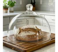 Dibor Traditional Glass Cake Dome Cloche, Celebration Cake Stand Gift Idea Dia 25cm in Clear Dibor Clear