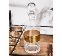 Dibor Traditional Glass Decanter Gold Spring Summer Embossed Jug & Ball Stopper Whisky Spirit Decanter Carafe Jug 1.5L w/ Set of 2 Gold Leaf Tumblers Dibor Clear 2 Pack