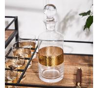 Dibor Traditional Glass Decanter Gold Spring Summer Embossed Jug & Ball Stopper Whisky Spirit Decanter Carafe Jug 1.5L in Clear Dibor Clear