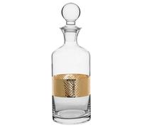 Dibor Traditional Glass Decanter Gold Embossed Jug & Ball Stopper Whisky Spirit Decanter Carafe Jug 1.5L in Clear Dibor Clear