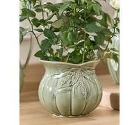 Dibor Traditional Green Ceramic Table Decor Plant Pot (H)14cm, (Dia)15cm | Size: Small Dibor Green Small