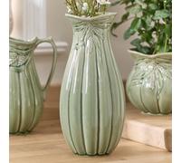 Dibor Traditional Green Ceramic Tall Table Decor Flower Vase H26 X Dia 14Cm