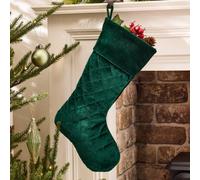 Dibor Set of 4 Harrington Quilted Green Velvet Xmas Gift Christmas Stocking | Size: 4 Pack Dibor Green 4 Pack