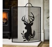 Dibor Traditional Highland Fireplace Guard Stag Head Fire Screen Guard H68cm x W53cm in Black Dibor Black