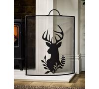 Dibor Traditional Highland Fireplace Guard Stag Head Fire Screen Guard H68cm x W53cm in Black Dibor Black
