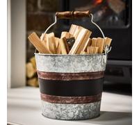 Dibor Traditional Kindling Bucket Fireside Iron Firewood Log Storage Bucket in Silver Dibor Silver