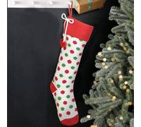Dibor Set of 4 Knitted White Polka Dot Xmas Decor Christmas Gift Bag Stocking | Size: 4 Pack Dibor White 4 Pack