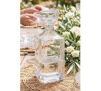 Dibor Traditional Large Clear Glass Square Decanter Carafe Jug Whisky Gift with Flat Top Stopper 900ml Dibor Clear