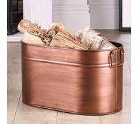 Dibor Traditional Large Copper Oval Fireplace Storage Fireside Coal & Log Bucket H30.5 X W54.5 X D30Cm