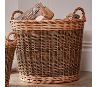 Dibor Traditional Large Fireside Wicker Firewood Fireplace Log Storage Basket With Lining