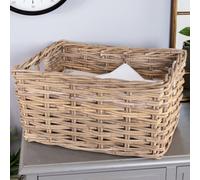 Dibor Traditional Large Rectangular Grey Rattan Storage Basket