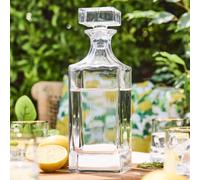 Dibor Traditional Large Clear Glass Square Decanter Carafe Jug Whisky Gift with Flat Top Stopper 900ml Dibor Clear