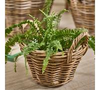 Dibor Traditional Lined Extra Small Wicker Planter Basket With Handles