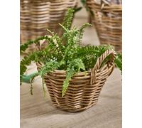 Dibor Traditional Lined Extra Small Wicker Planter Basket with Handles in Grey Dibor Grey