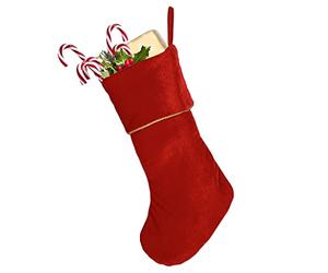Dibor Traditional Luxury Soft Red Velvet Christmas Stocking (CP95)