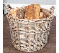 Dibor Traditional Medium Round Lined Wicker Fireside Log Basket