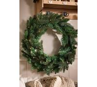 Dibor Traditional Melrose Pre-Lit Front Door Wreath Christmas Wreath 60cm in Green | Size: Large Dibor Green Large