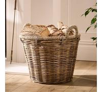 Dibor Traditional Natural Lined Rattan And Seagrass Log Basket H41 X W53Cm