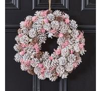 Dibor Traditional Pink Amelia Pinecone Front Door Autumn Wreath Winter Spring Wreath 39Cm