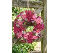 Dibor Traditional Pink Floral Summer Door Wreath, Spring Wreath 32cm Dibor Pink